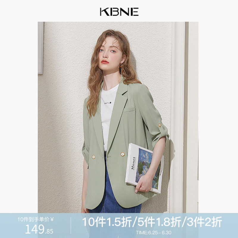 薄款西装外套女含醋酸小个子设计感上衣kbne2025夏季新款流行西服
