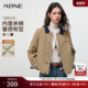 KBNE卡其色短款 高级气质巴恩风衣外套 韩版 夹棉风衣女2025冬季 新款