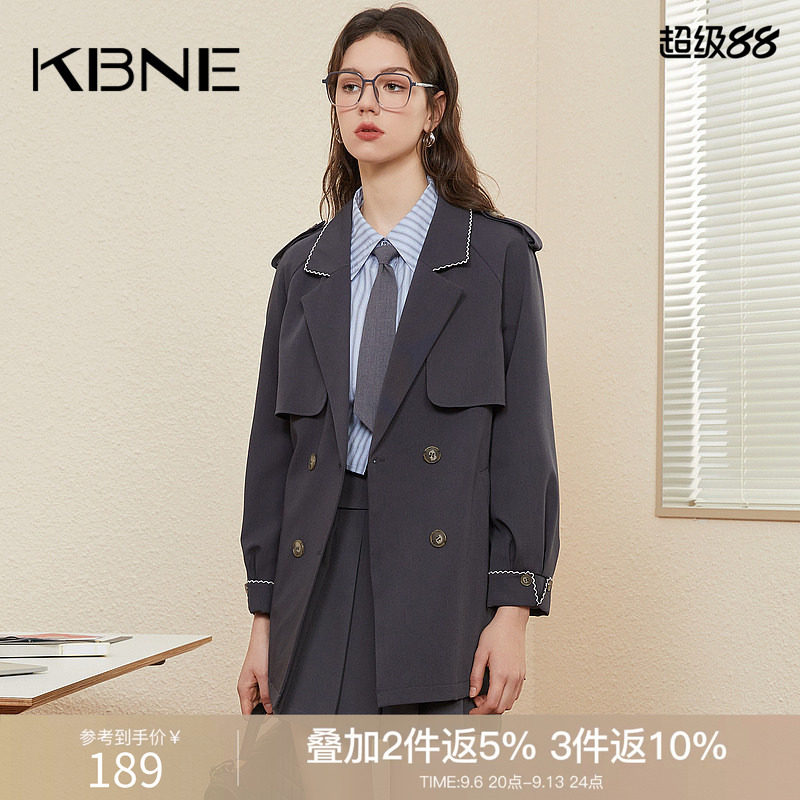 风衣外套女中长款学院风kbne2026秋季新款流行英伦风小个子大衣