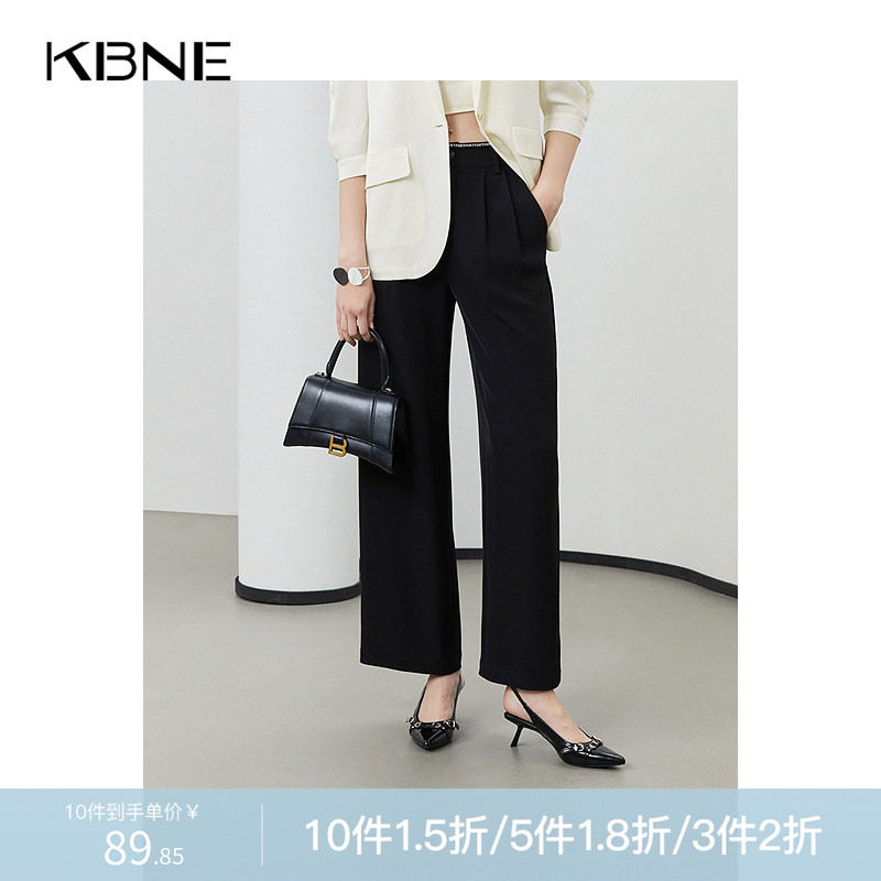 KBNE女式夏季薄款黑色老爹裤哈伦萝卜薄款宽松休闲小个子2025新款