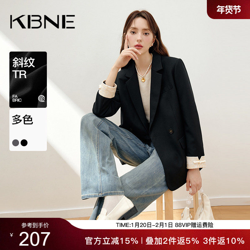 KBNE2026新款黑色长袖双排扣西服西装外套女宽松休闲职场正装春秋,女装/女士精品,西装,淘宝优惠券,粉丝福利购,淘宝优惠卷