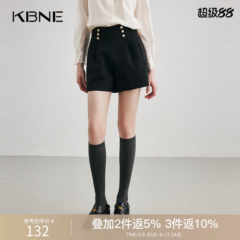 KBNE【商场同款】短裤女纯色休闲裤2026夏新款宽松显瘦高腰西装裤
