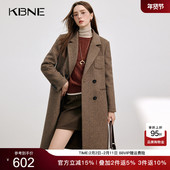 KBNE咖色毛呢外套长款 大衣2025新款 上衣气质外衣慵懒风衣秋冬女