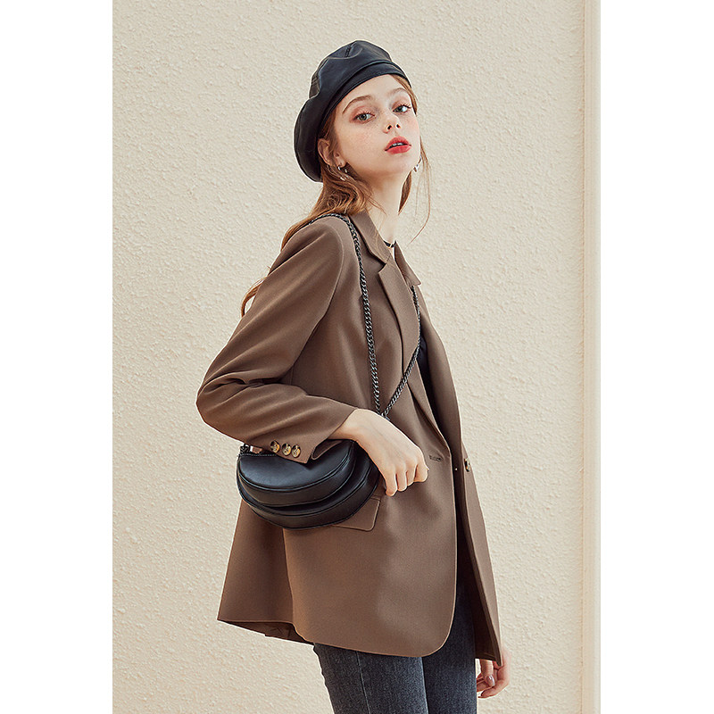 西装外套女春秋咖色上衣 kbne2026春季新款长袖小个子休闲小西服