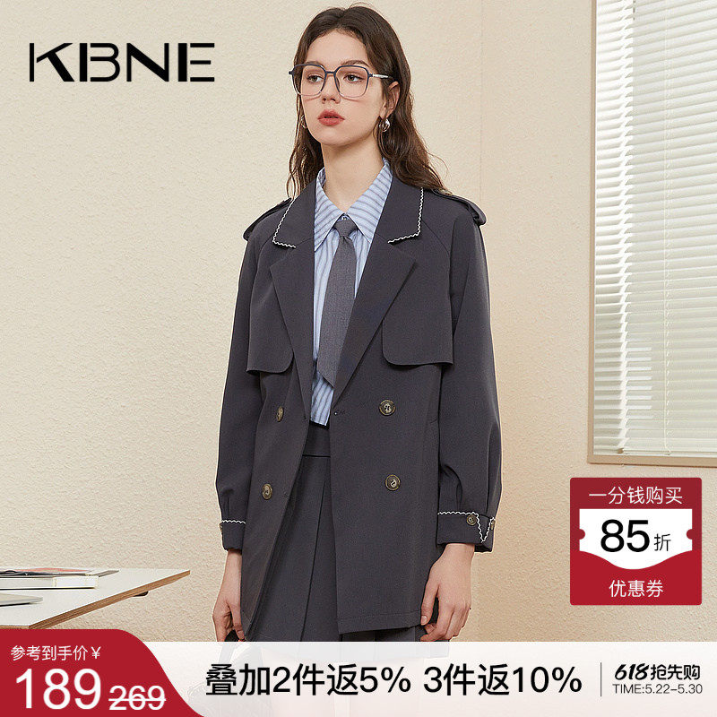 风衣外套女中长款学院风kbne2026春季新款流行英伦风小个子大衣