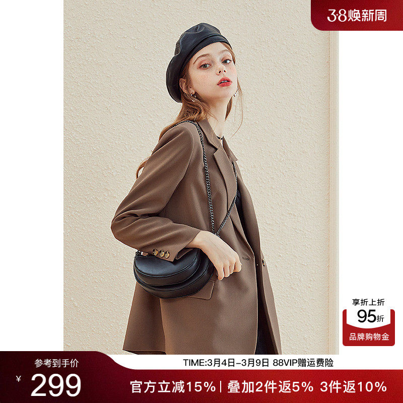 西装外套女春秋咖色上衣 kbne2026春季新款长袖小个子休闲小西服