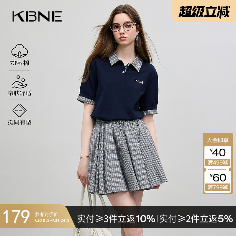 KBNEpolo短袖t恤小衫2025夏季新款设计感小个子通勤气质上衣女装