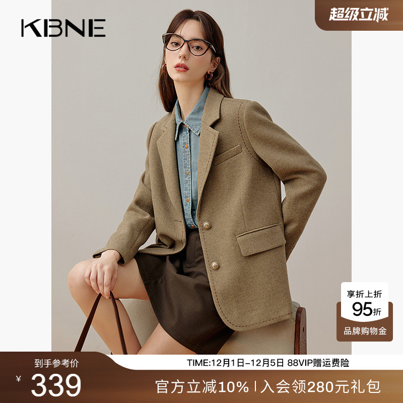 KBNE卡其色休闲西装外套女气质西服2025新款职场通勤正装上衣春秋