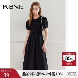 KBNE黑色连衣裙女中长款小黑裙2026夏季新款今年流行漂亮裙子长裙