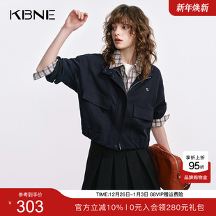 新款 子上衣2025秋季 空气感针织百搭外衣 风格 KBNE藏青色外套女工装