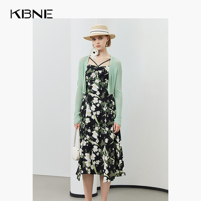KBNE年夏季新款长袖开衫防晒外搭薄款短袖镂空针织长款外套女