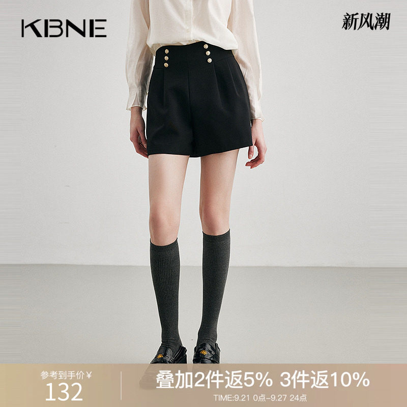 KBNE【商场同款】短裤女纯色休闲裤2026夏新款宽松显瘦高腰西装裤