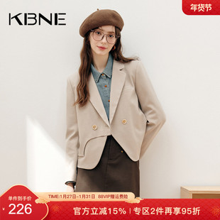 KBNE白色西装外套女小个子休闲西服2026春装新款复古韩版宽松上衣