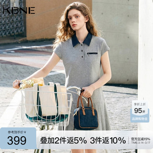 KBNE灰色miu系学院风polo领连衣裙女2026春季新款短袖小个子裙子