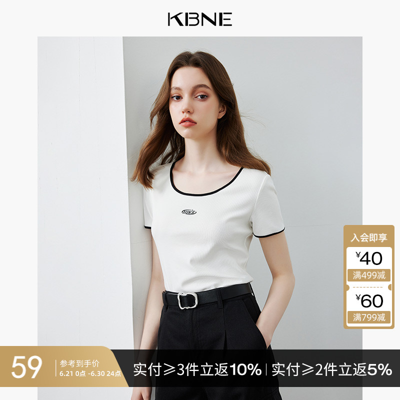 针织T恤女短袖上衣白色内搭打底衫kbne2025夏季新款独特别致小衫