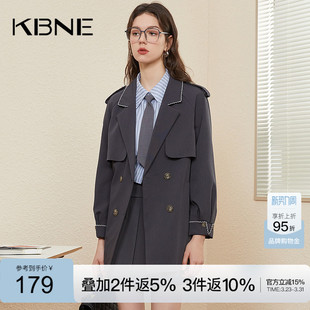 风衣外套女中长款学院风kbne2026春季新款流行英伦风小个子大衣