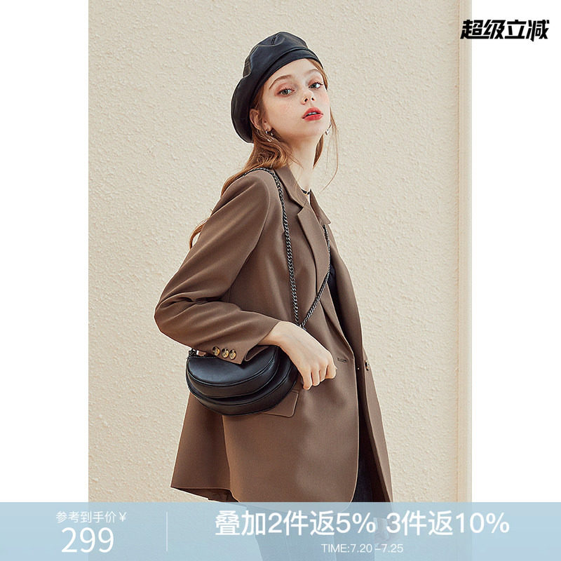 西装外套女春秋咖色上衣 kbne2026春季新款长袖小个子休闲小西服