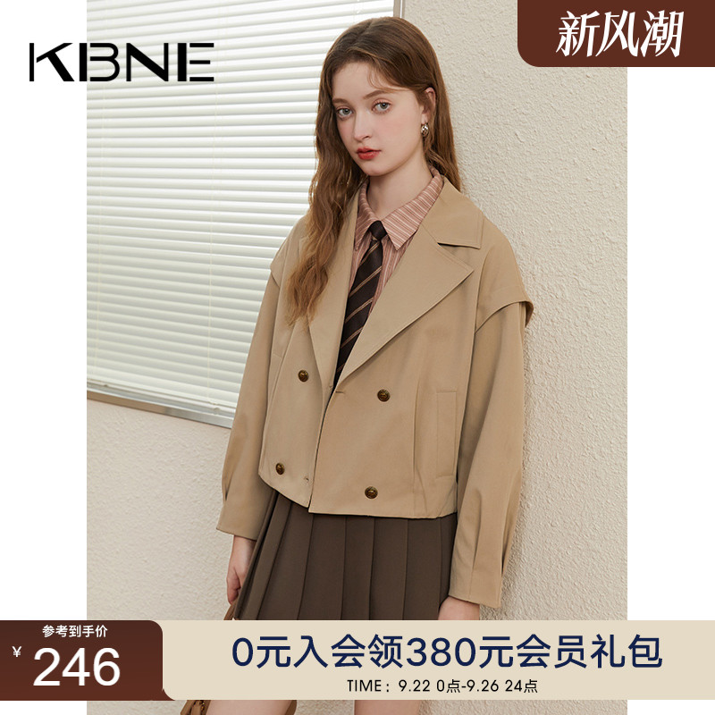 KBNE风衣外套女小个子短款秋冬2025秋季新款高级感卡其色流行上衣