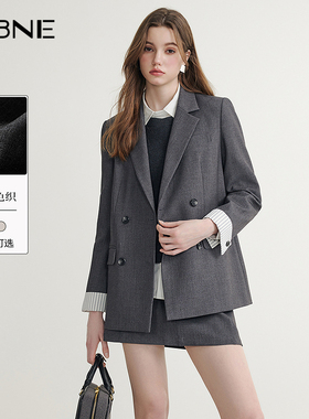 KBNE米色休闲西装外套女小个子西服春秋新款气质通勤正装长袖上衣