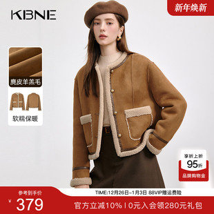 夹克气质上衣女装 纯色短款 仿麂皮羊羔毛外套kbne2025春秋冬新长袖