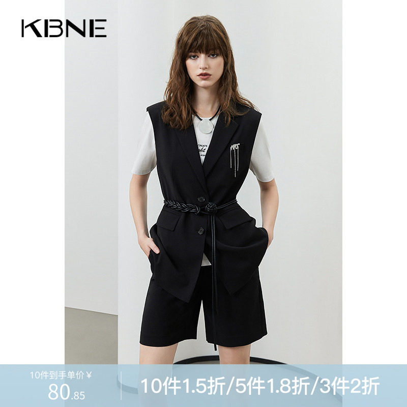 KBNE【商场同款】黑色休闲裤女高腰阔腿裤2025夏装爆款直筒五分裤