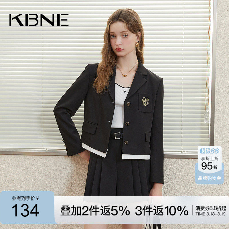 KBNE短款西装外套女小个子拼接上衣2026春季新款爆款时尚洋气西服