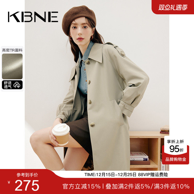 KBNE风衣外套女2025春季新款小个子英伦风大衣爆款长款女装外衣