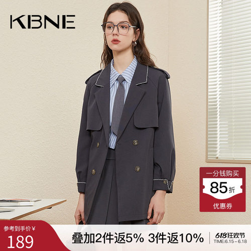风衣外套女中长款学院风kbne2026春季新款流行英伦风小个子大衣