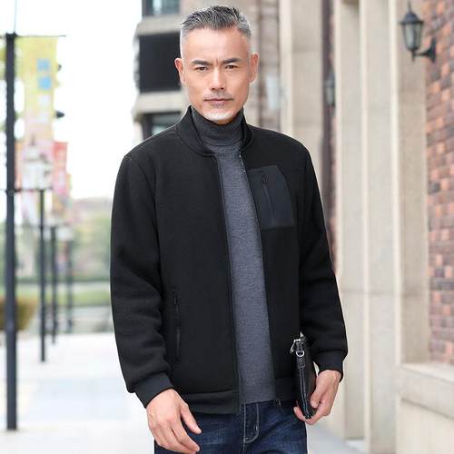 高档内秋冬中年84605297搭摇粒绒外码套男加厚加绒宽松大休闲爸爸