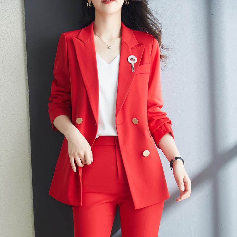 美导经理新款职员业女套销装西AL668827装长袖时尚休闲售业务珠服