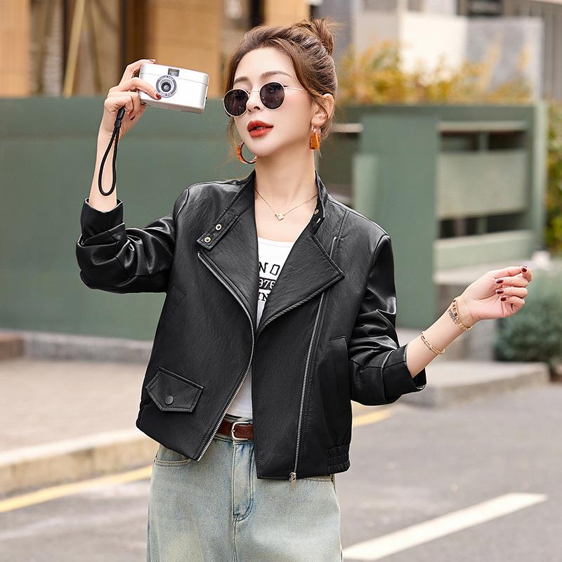 新小个子短款上皮夹克外套女春季XG9966-0款百时尚搭休闲衣