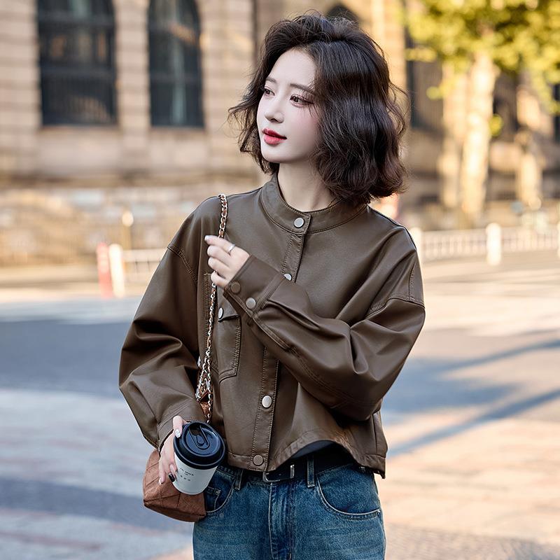 2024秋装新外款女装YB3513高级感通勤皮夹领克气质立短款P皮套女Y