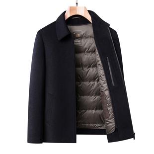 暖白保中年爸爸外绒套高档6608休闲双 羊毛大衣冬鸭季 专柜同款 男士