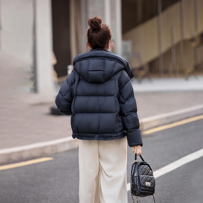 羽绒服冬新季2025短款女时尚连帽宽松气质百搭加厚外套款 HHE9984