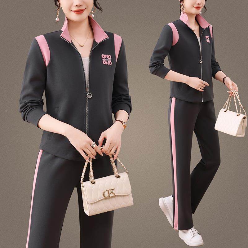 秋老新款翻领外套长袖中9654244年春女洋气时两尚休闲套装件套,运动服/休闲服装,运动套装,淘宝优惠券,粉丝福利购,淘宝优惠卷