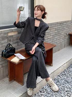 老钱风休打闲背套装女秋季件新款洋气时髦底ZHUI3315心衫阔腿裤两