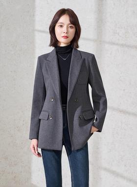 秋冬季排新款双职业休闲YAN7222长袖小西装领外女套时尚气质扣百