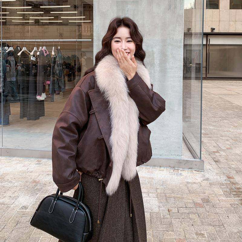 小新毛款绒短款羽个绒服宽c062-278松子仿皮外套