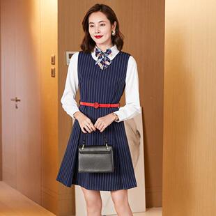 职业装女尚空姐制服条纹连裙酒店衣前台师工装AL657928套装美容工
