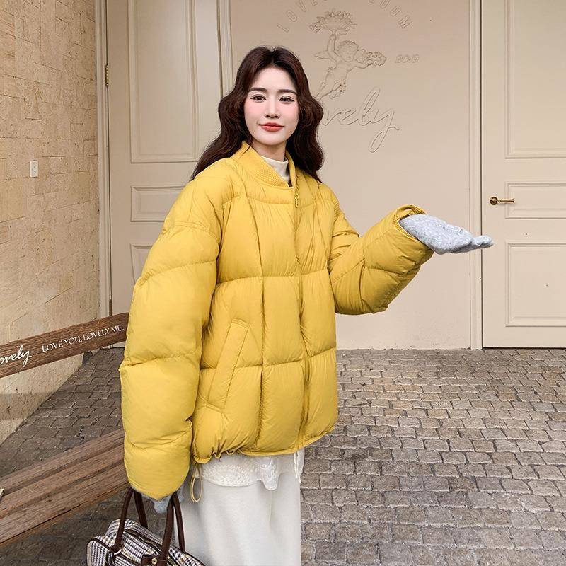092-255黄色甜美泡芙羽绒短服女款冬款版加厚保暖新白韩鸭绒面包