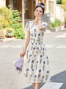 小香质风ZWU6209A碎连花衣裙子年春夏新款女轻奢级感小个气漂亮裙