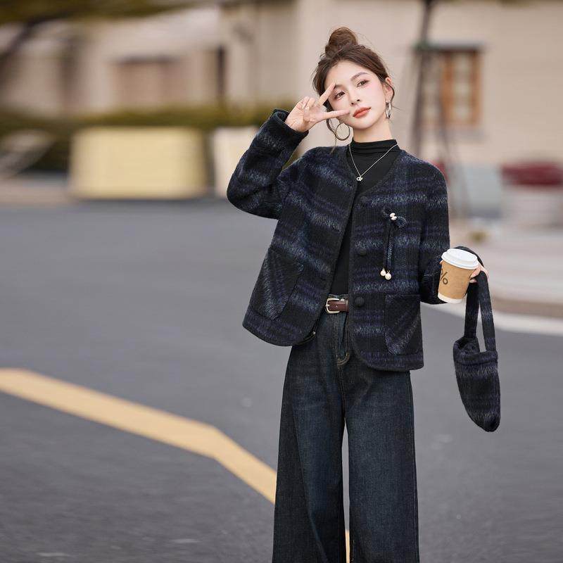 瘦双面羊毛呢外套女年秋冬新款休时ZAI855S尚闲宽松显高感呢级子