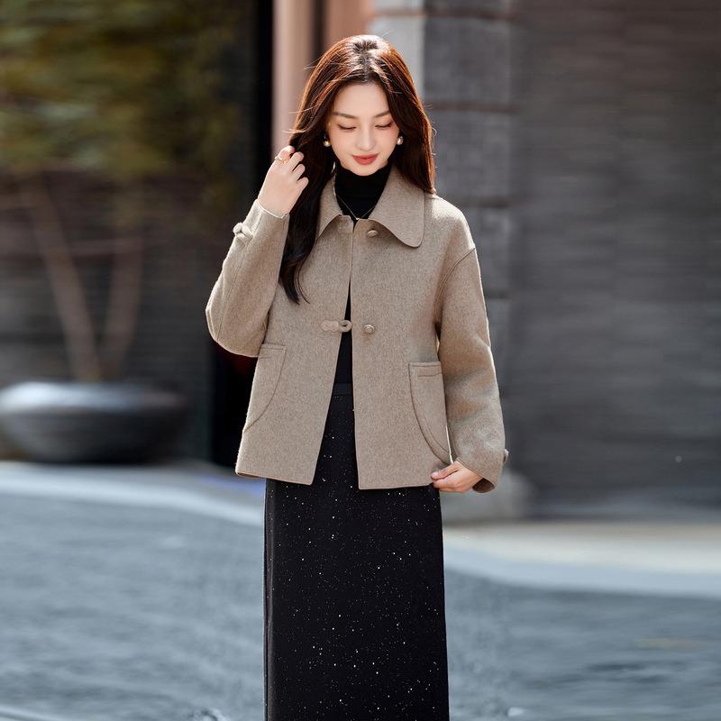 秋新款女女羊毛大衣短款宽松装双GT811-0面呢女式冬毛呢外套