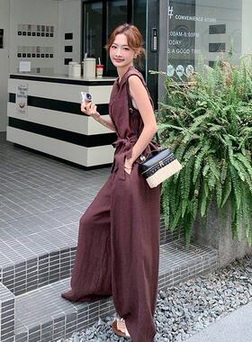 老钱风级收腰感马甲套装女夏季系气质松弛感C055-600阔腿裤韩件两