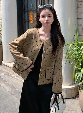 ZZB1590蝴蝶结小风外套女小个子女春上新款波点香设季计感短款羊