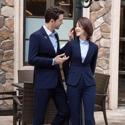 作灰色职业套装女吉利店售正装西服企业团AL-64215体工服售楼销男