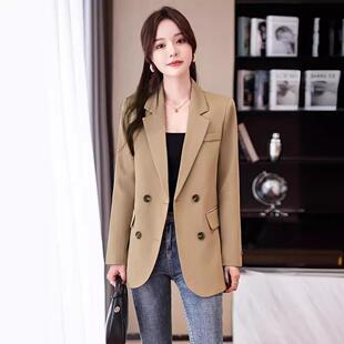 AL768494卡其色装外套女春上秋新款西时尚气质码休闲炸街小西服大
