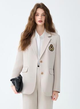 跨境秋冬通新款蓝色长袖外套GDX1930/气质勤宽松休闲简约时尚装西