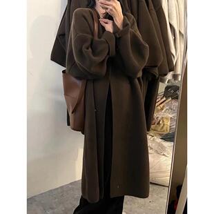 欧洲站秋冬加厚中长款针织开衫宽松慵懒风高级感显瘦毛衣外套女潮