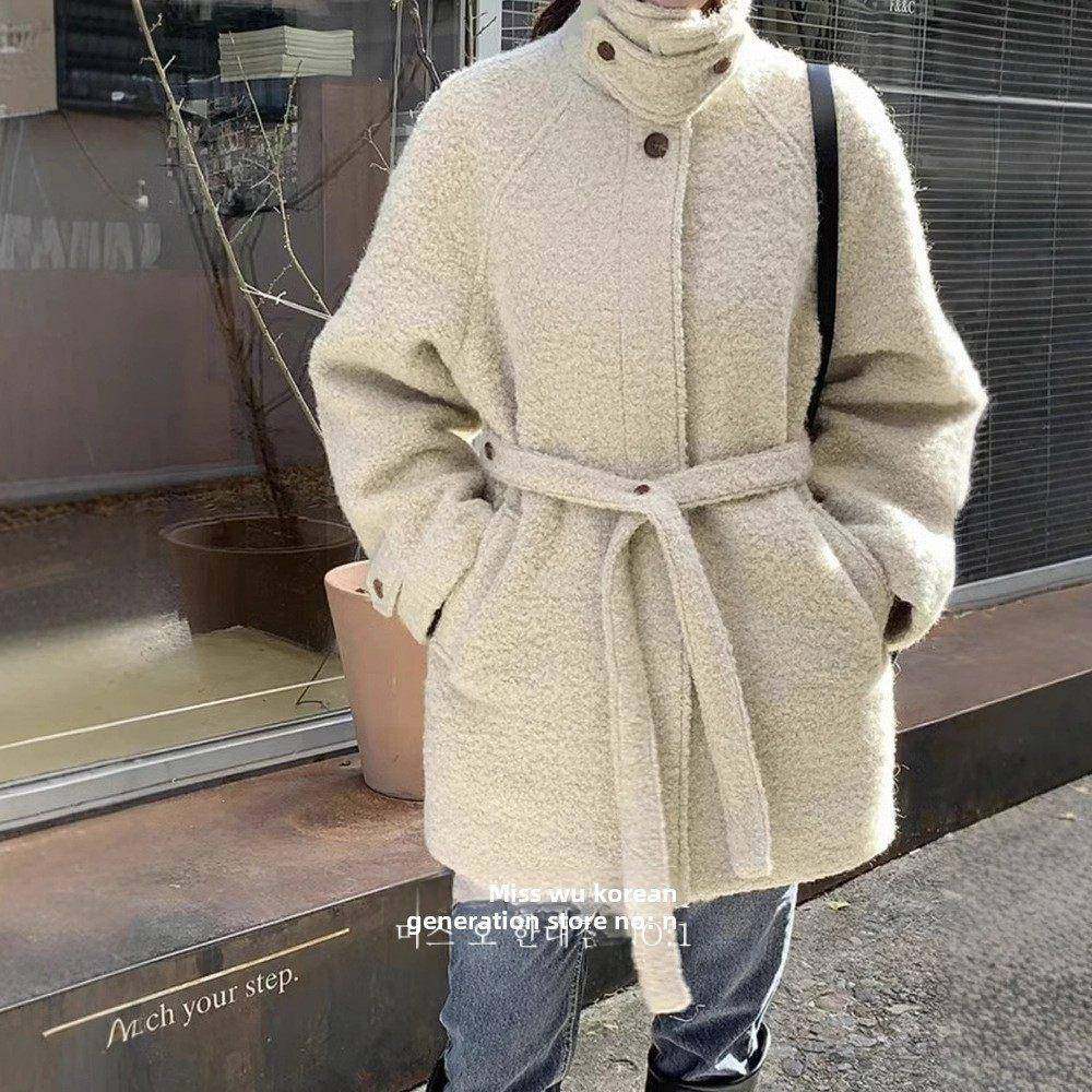 吴小姐seoul韩代立领毛呢外套系腰带大衣冬季外套女高级感呢大衣,女装/女士精品,毛呢外套,淘宝优惠券,粉丝福利购,淘宝优惠卷